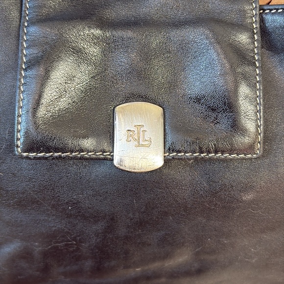 Ralph Lauren Shoulder bag  business bag  black smooth leather  simple & gorgeous - Picture 4 of 12